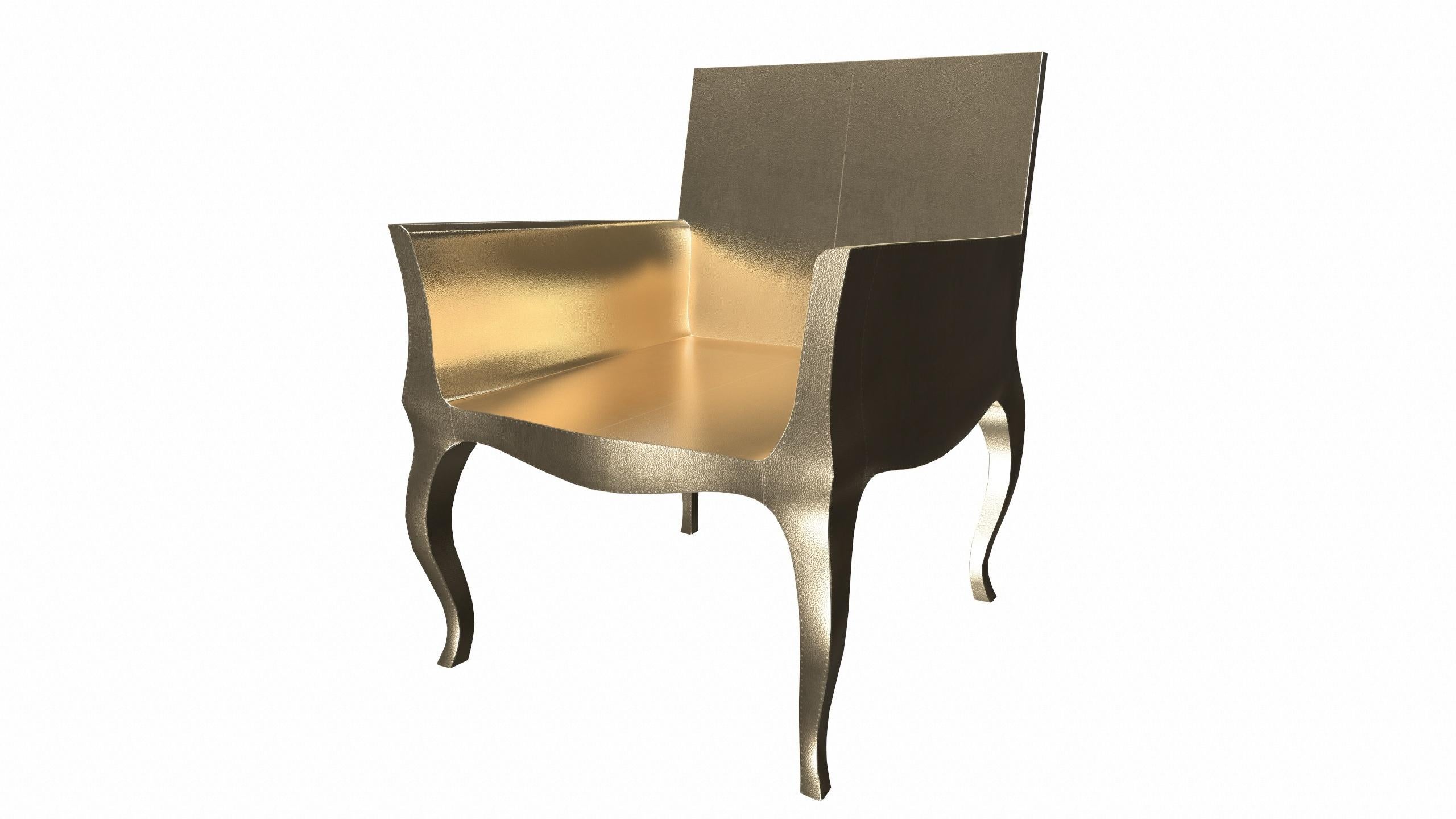 Deco Chairs Fine Hammered in Brass by Paul Mathieu For Sale 1