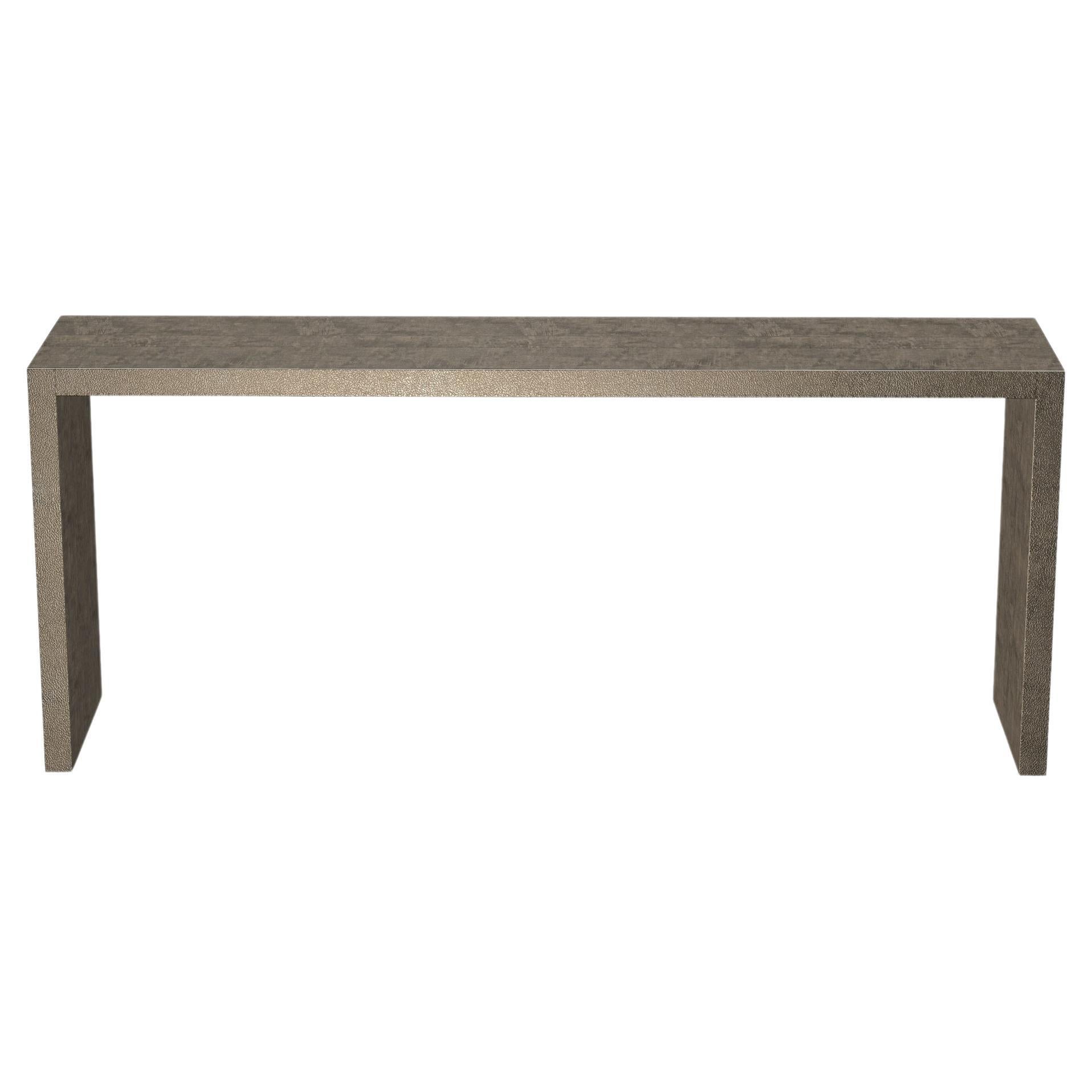 deco Coffee and Cocktail Console Tables in Antique Bronze Fine Hammered For Sale