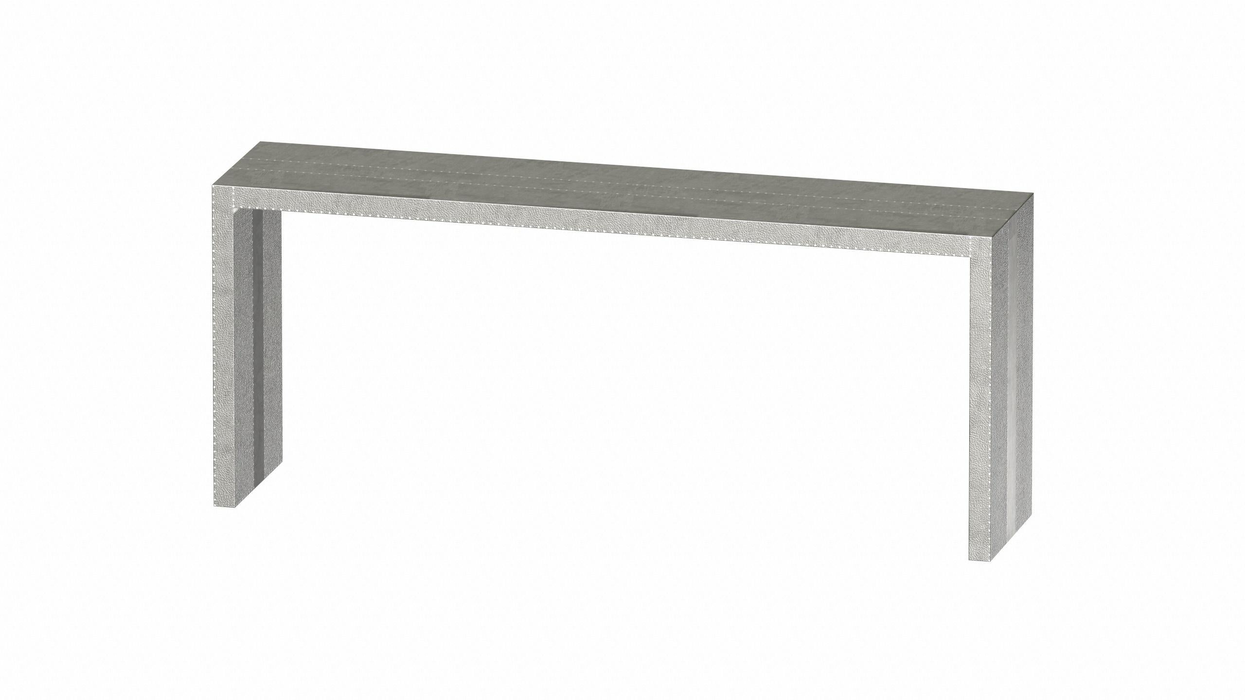 deco Coffee and Cocktail Console Tables in White Bronze Fine Hammered  For Sale 2