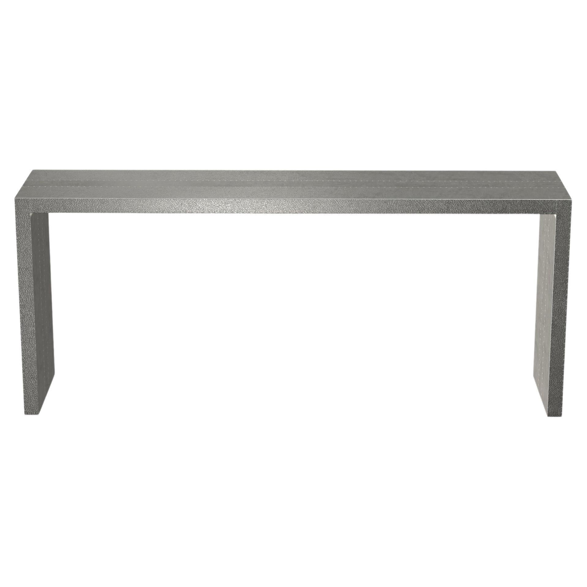 deco Coffee and Cocktail Console Tables in White Bronze Fine Hammered  For Sale