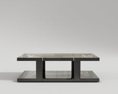Deco Style Coffee Table in Black Lacquer and Polished Bronze by Palena Furniture