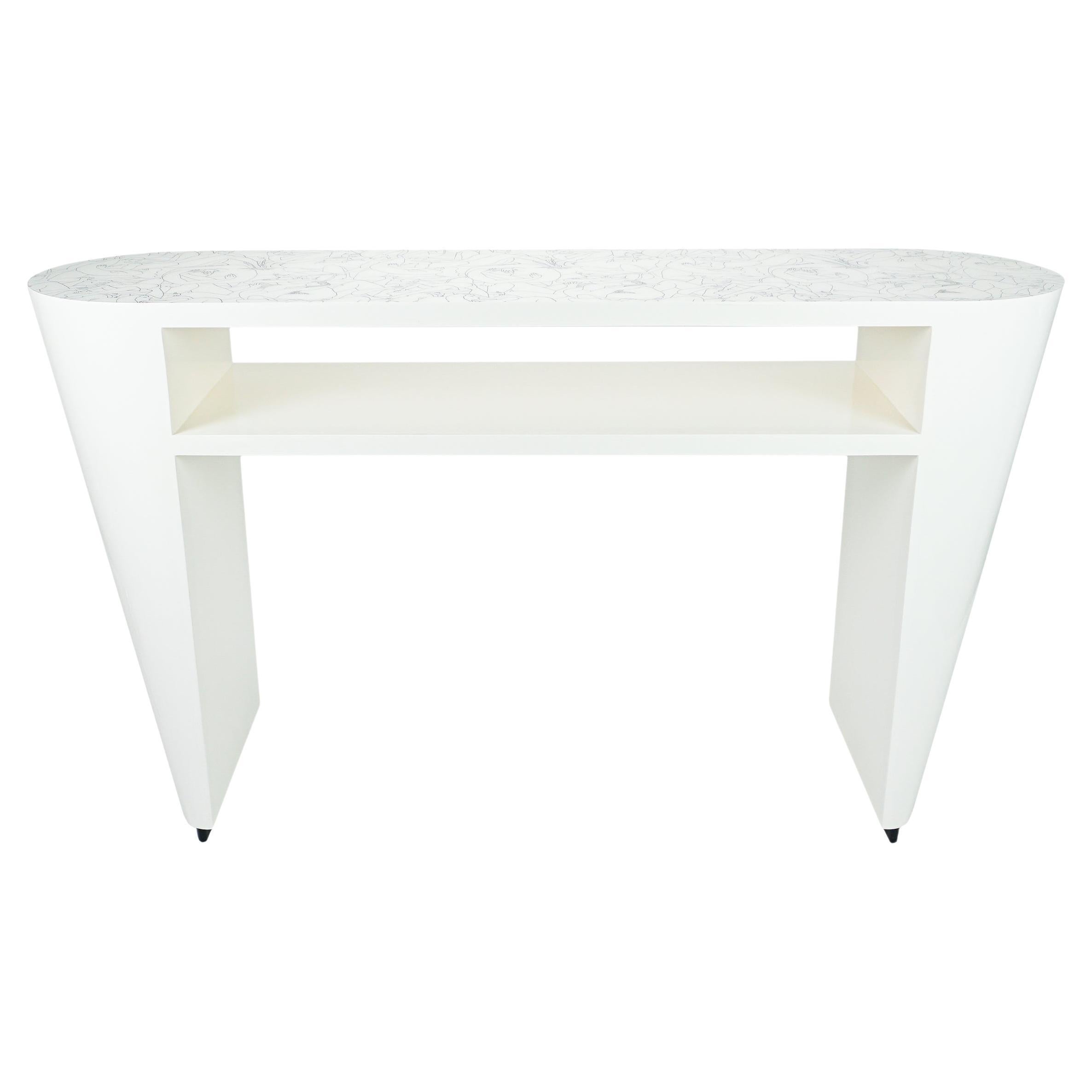 Deco Console Table with Naughty Pierre Frey Pattern on Top