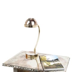 "Decò" Lámpara de sobremesa contemporánea, cuenco de cristal plateado, latón fundido