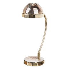 Lampada da tavolo contemporanea "Decò", ciotola in cristallo argentato, fusione di ottone fuso