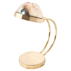 "Decò" Contemporary Table Lamp, Silvered Crystal Bowl, Cast Melted Brass