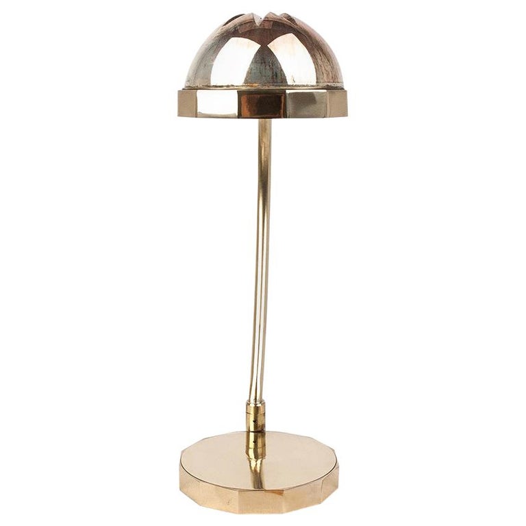 Deco Contemporary Table Lamp Silvered Glass, Silver Crystal Cup, Cast Brass Body 1