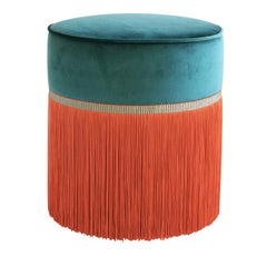 Deco Couture Geometric Green and Orange Ottoman