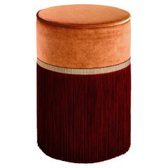 Decò Couture Geometric Orange and Bordeaux Ottoman