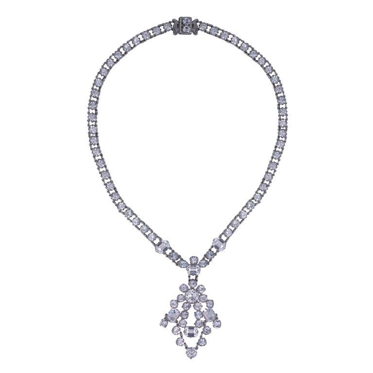 Deco Crystal Necklace with Pendant