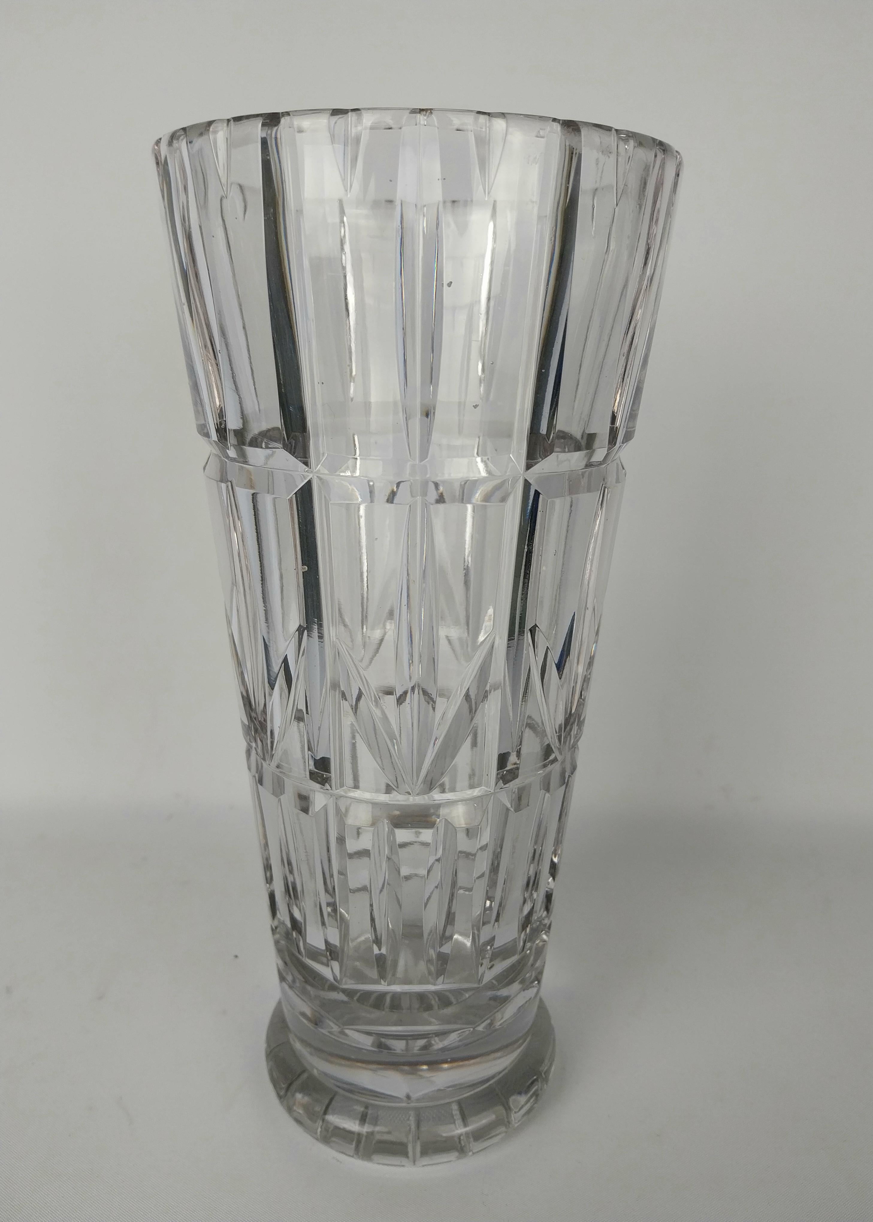 Deco Crystal Vase by Walsh England For Sale 3