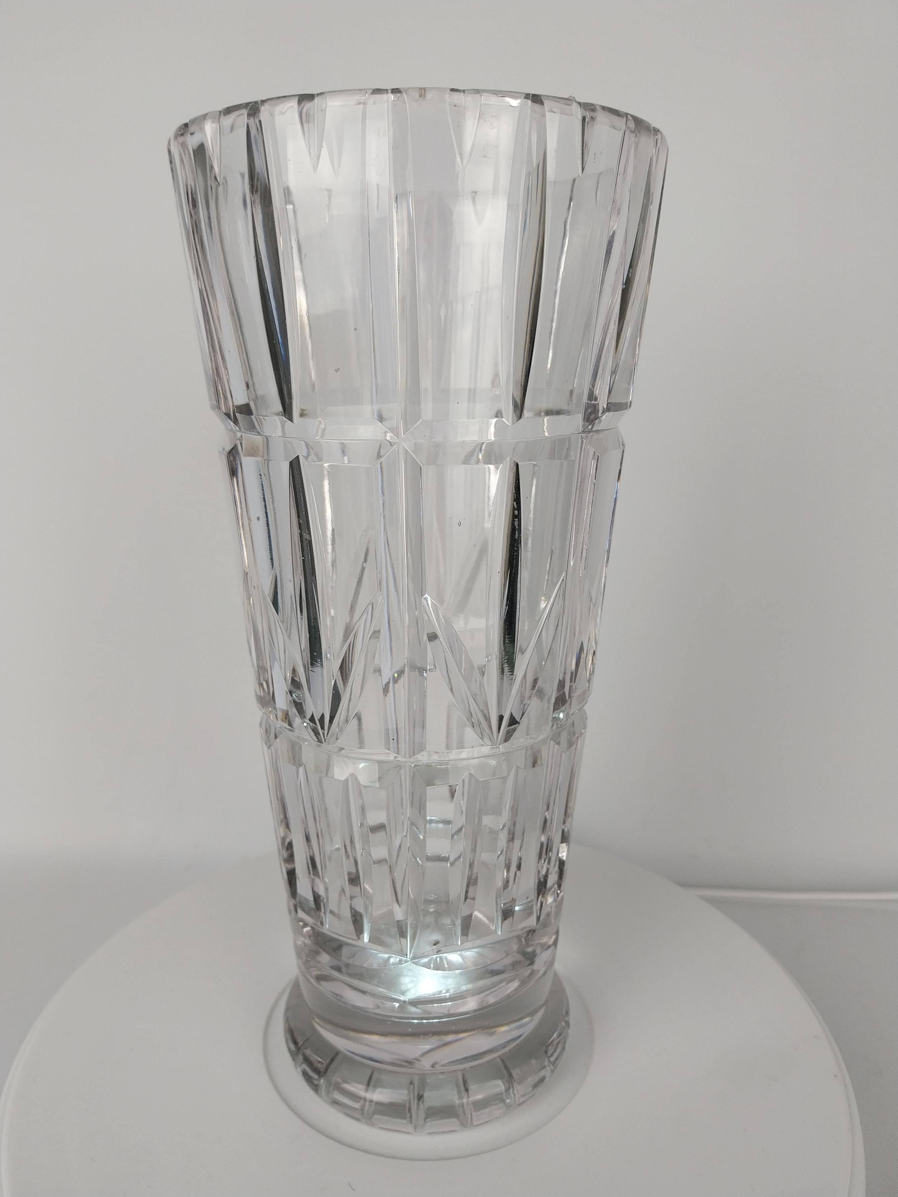 Deco Crystal Vase by Walsh England For Sale 5