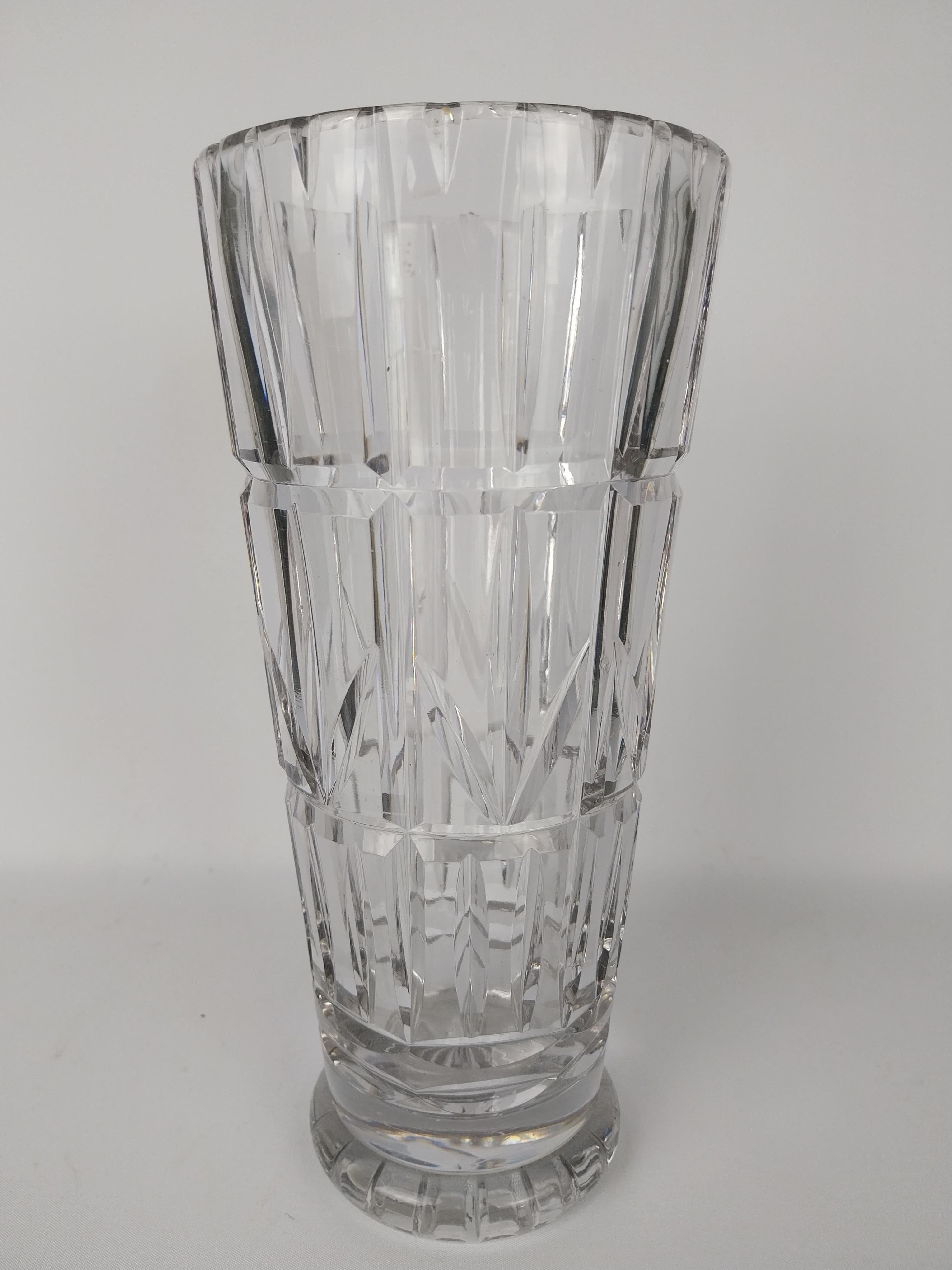 British Deco Crystal Vase by Walsh England For Sale