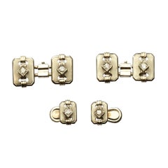 Boutons de manchette déco en or blanc et diamants