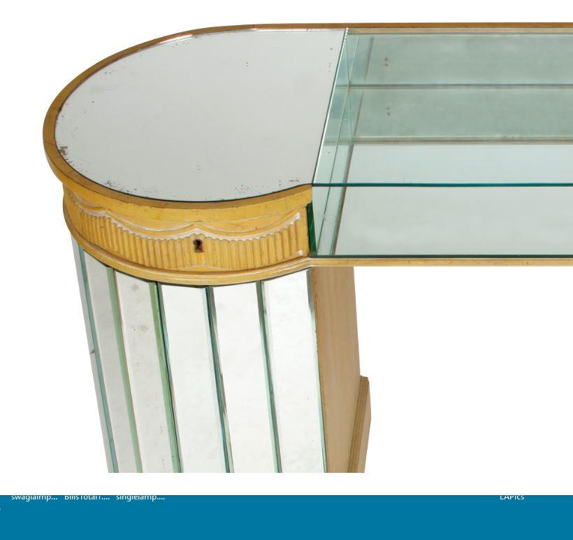Deco curved mirrored dressing table.