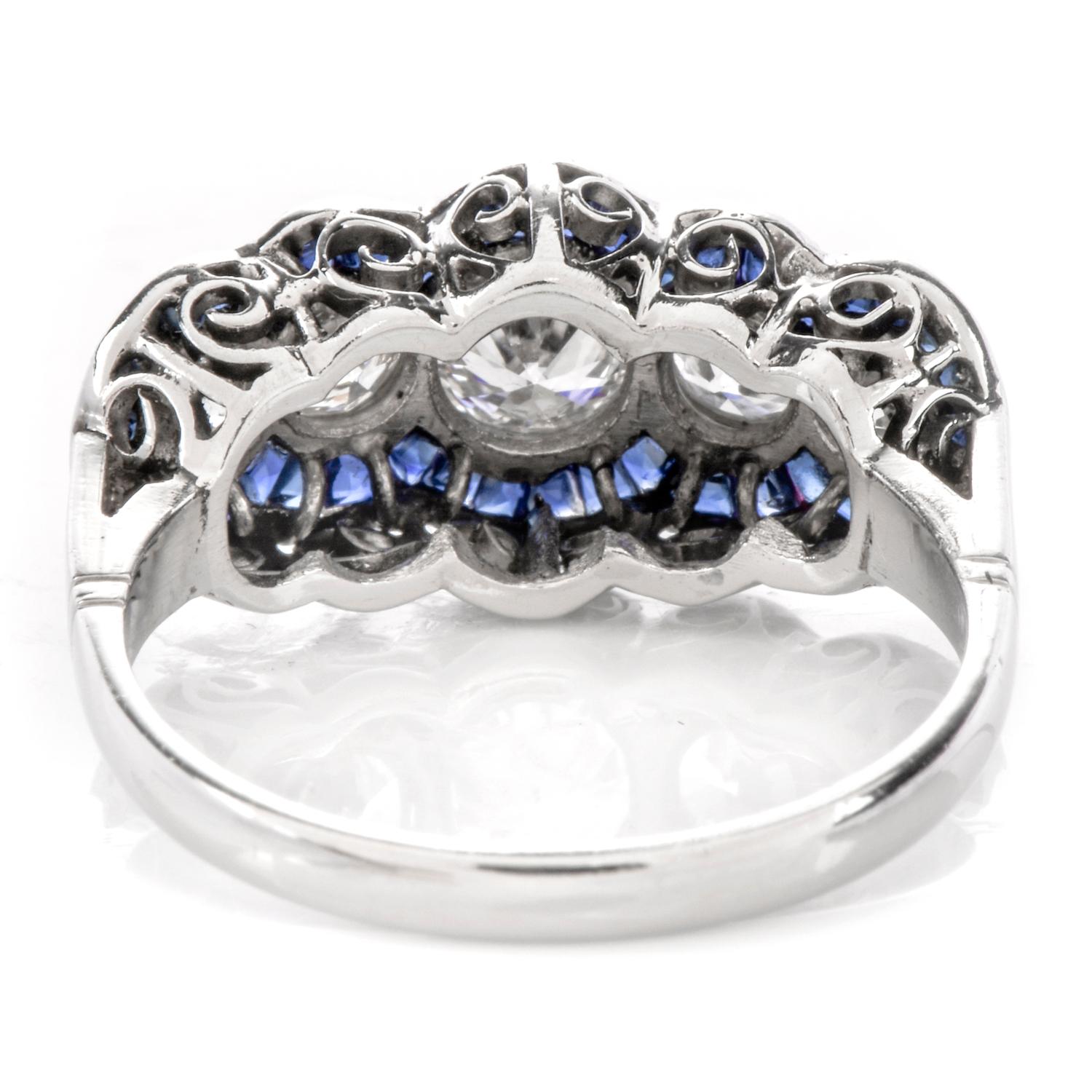 Art Deco Deco Design Diamond Sapphire Platinum Ring
