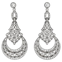 Deco Design Spectacular Diamond Platinum Dangle Drop Earrings