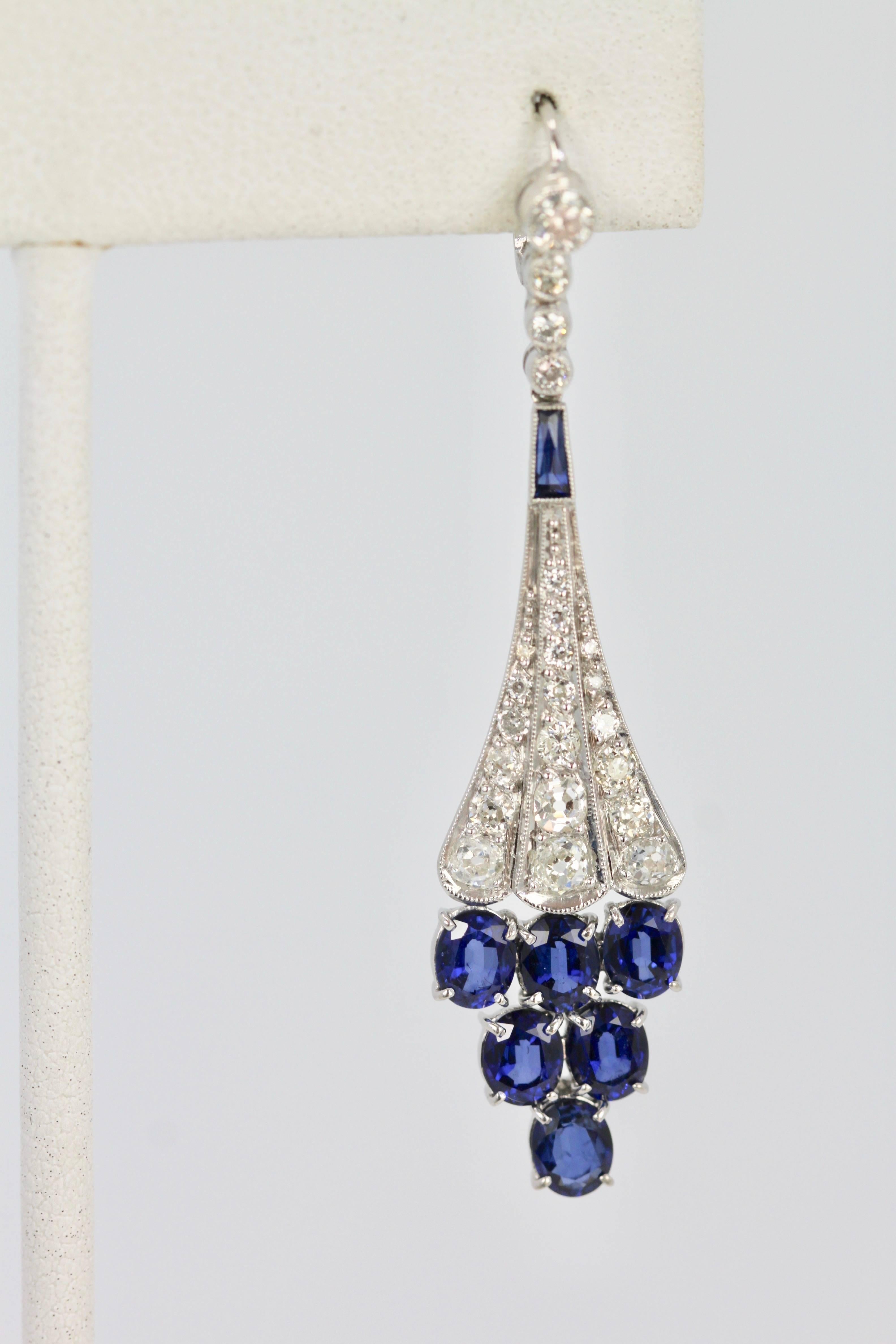 Diamond Sapphire Earrings 18K 6.86 Carat 4