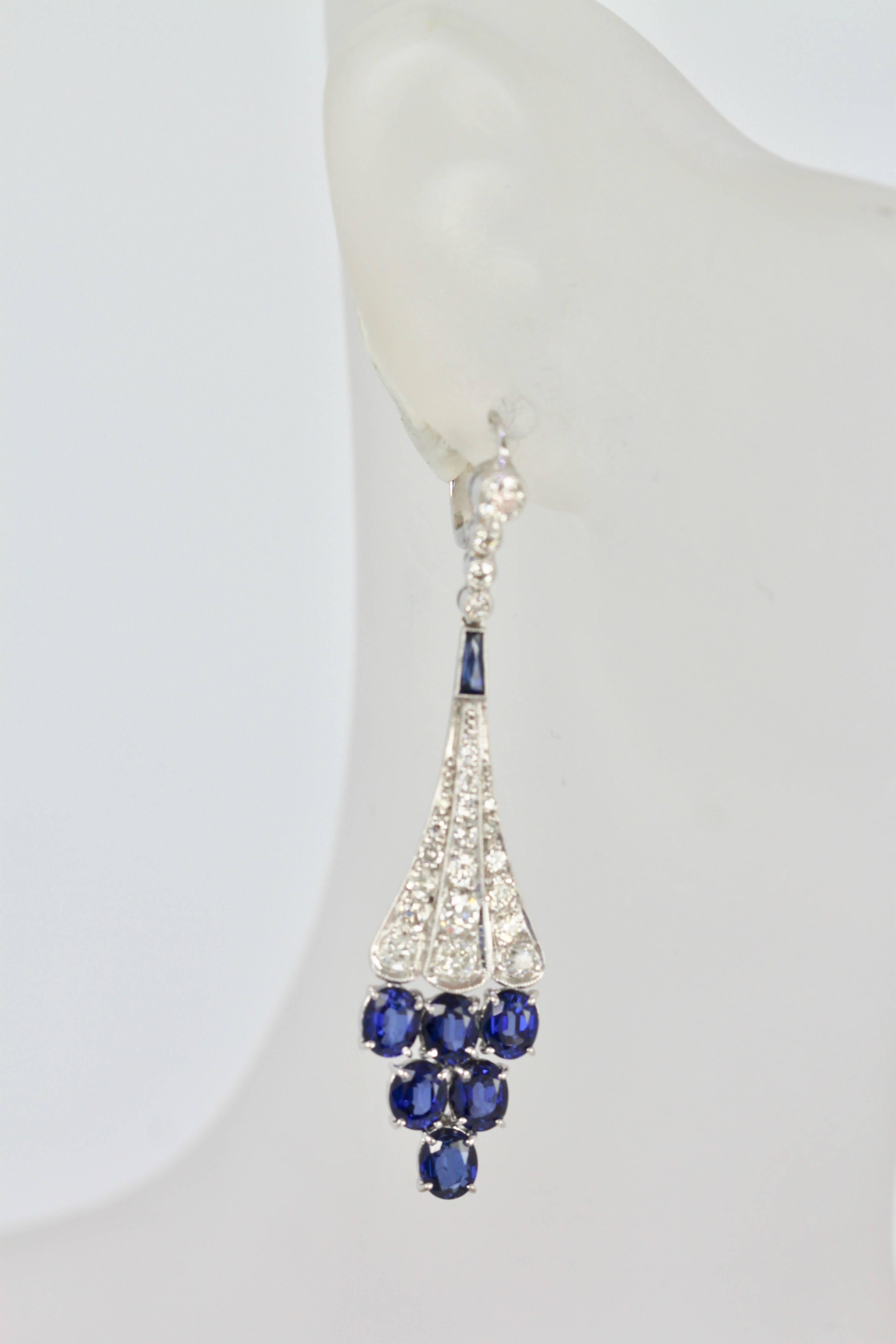 Diamond Sapphire Earrings 18K 6.86 Carat 2