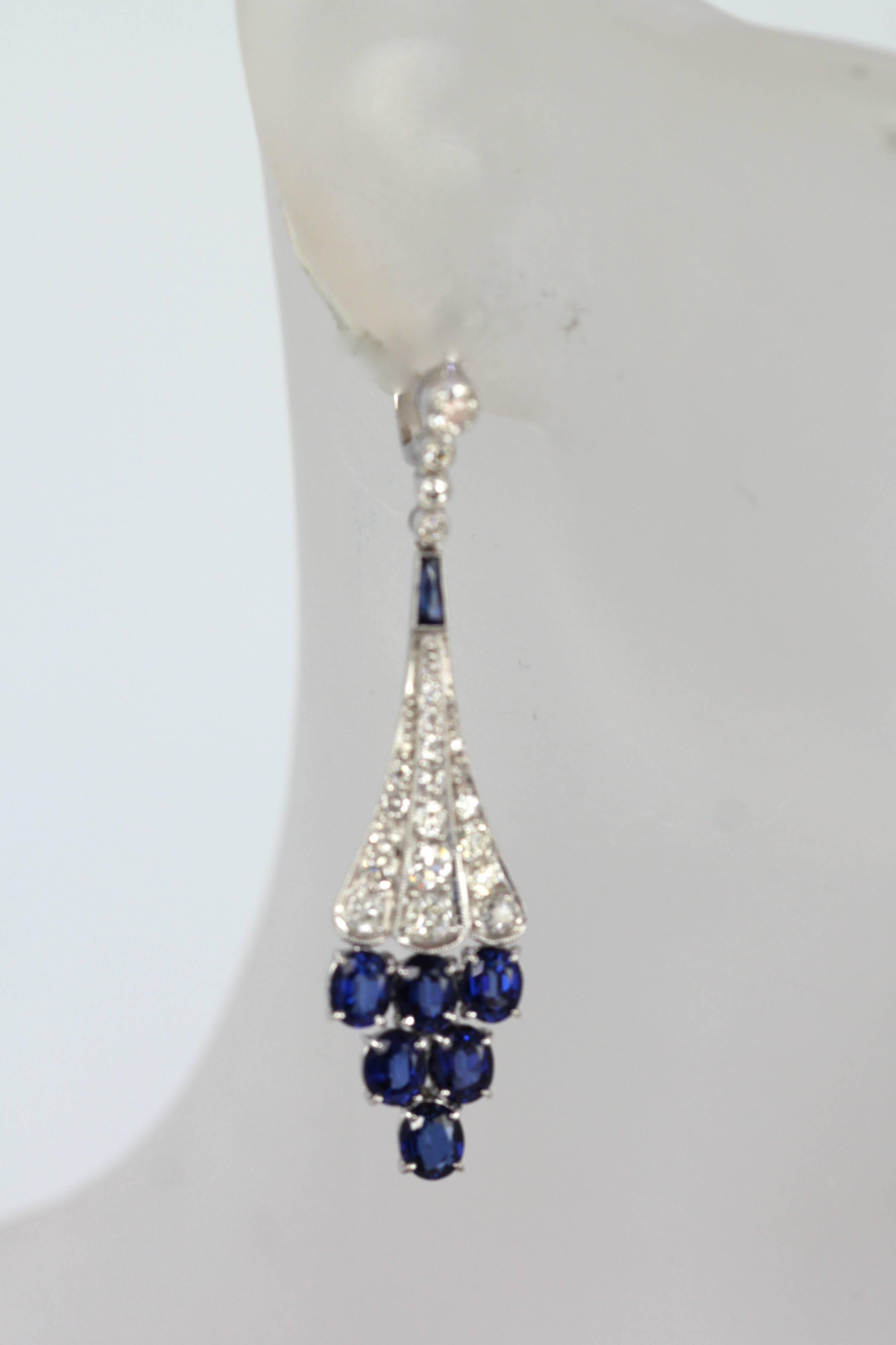 Diamond Sapphire Earrings 18K 6.86 Carat 3