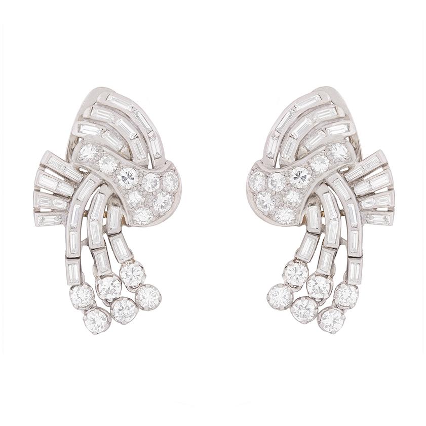 Art Deco 4.80ct Diamond Cluster Earrings, circa 1930s