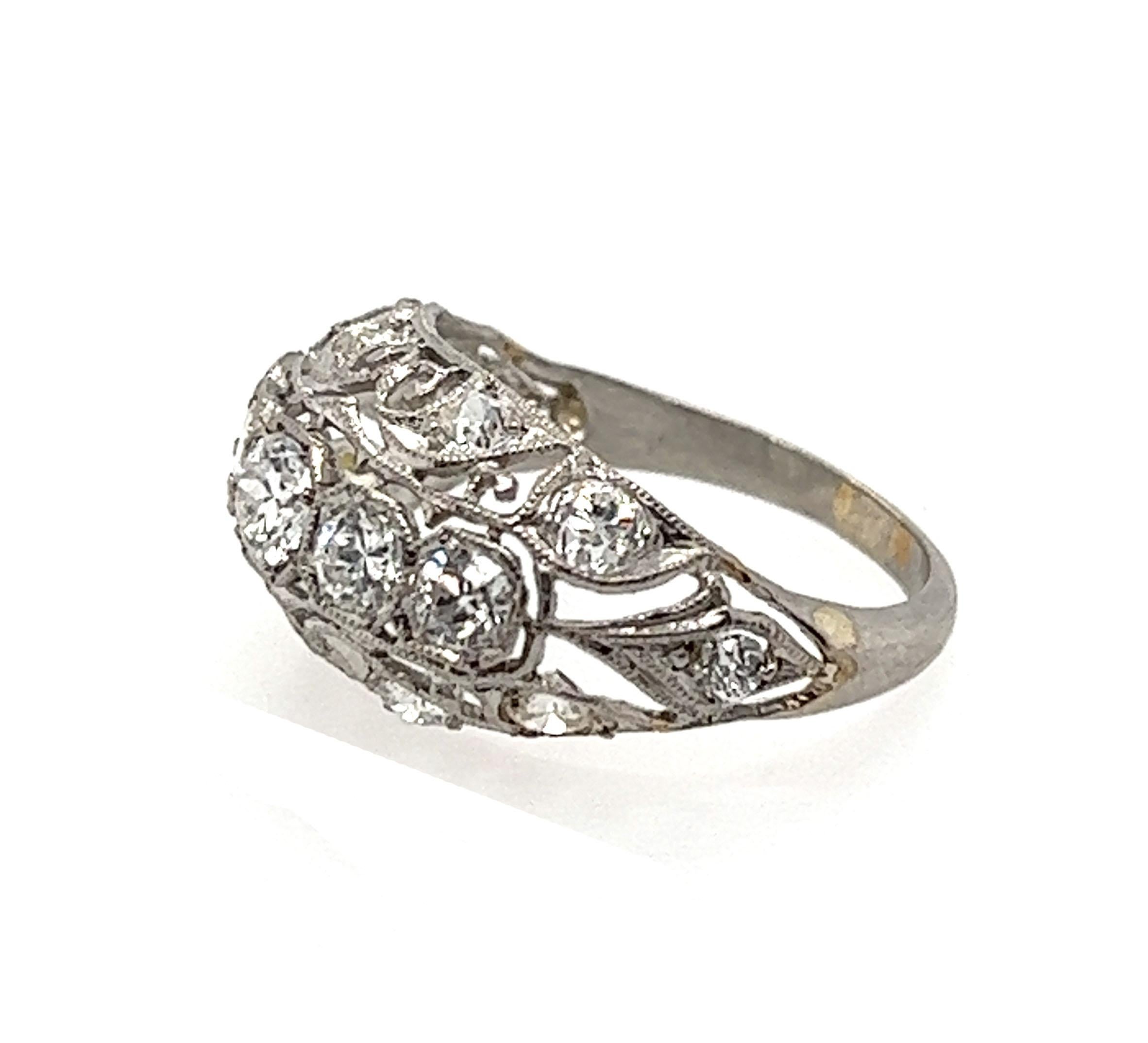 Women's Art Deco Diamond Ring 1.53ct Old European Cut Canary Yellow Original 1920s Plat For Sale