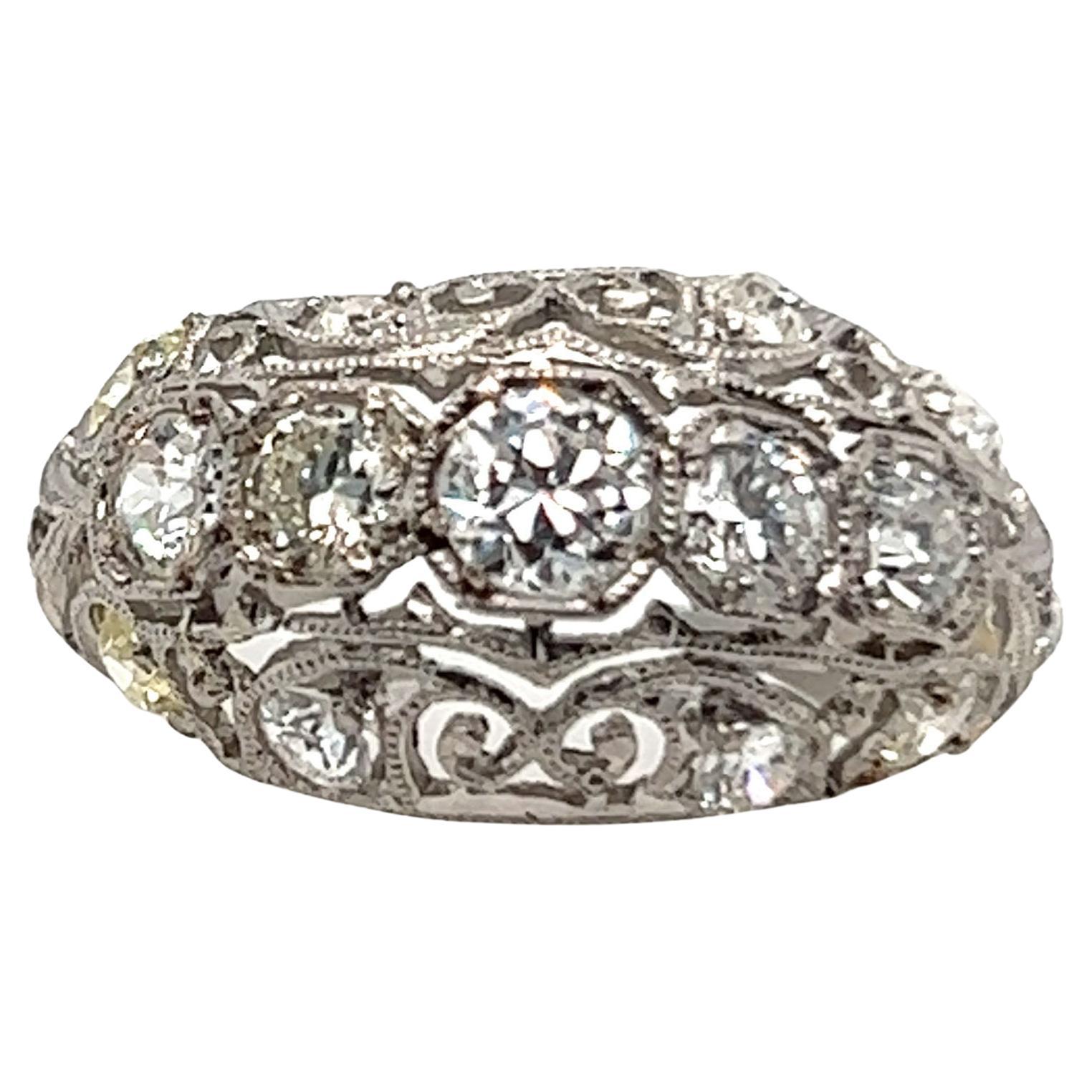Art Deco Diamond Ring 1.53ct Old European Cut Canary Yellow Original 1920s Plat