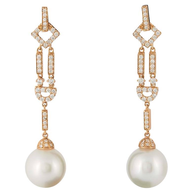 Donna Orecchini Deco con diamante a goccia di Tahiti 0,72 carati in oro bianco 18 carati 11-12 mm in vendita