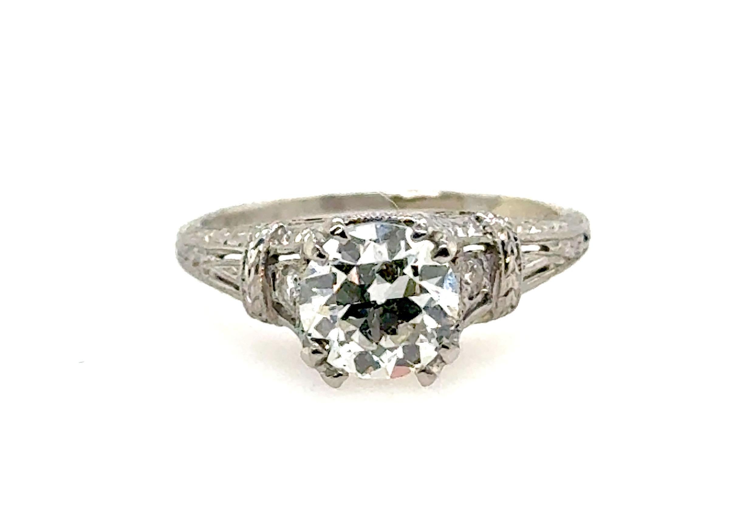 Deco Diamond Engagement Ring 1.06ct Platinum GIA Old Euro Original 1920-1930