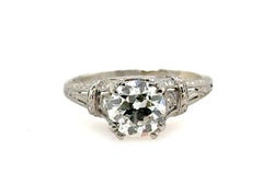 Bague de fiançailles art déco en platine 1,06 carat certifiée GIA, vieille Europe originale 1920-1930