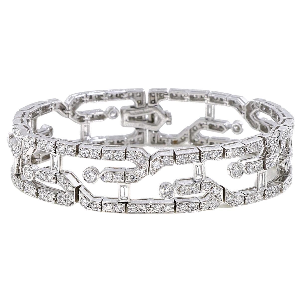 Bracelet déco en or blanc 18 carats avec diamants