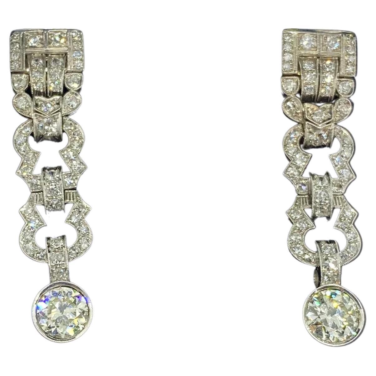 Deco Diamonds Platinum Earrings