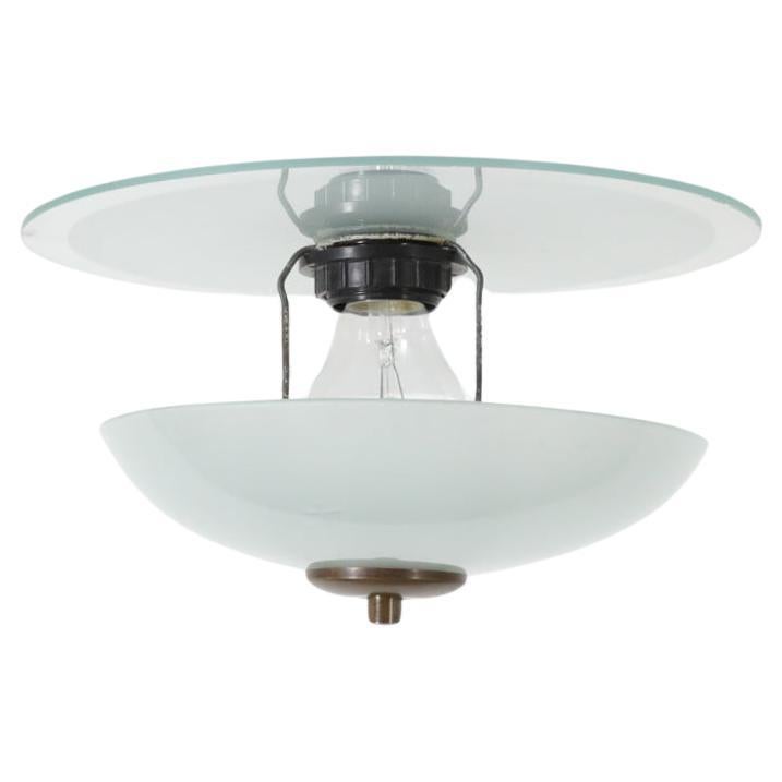 Deco Double Glass Rondelle Ceiling Light with Brass Hardware