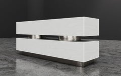 DECO DRESSER - 4-Drawer Modern Wood Dresser with Pewter Leaf Cylinder Detail