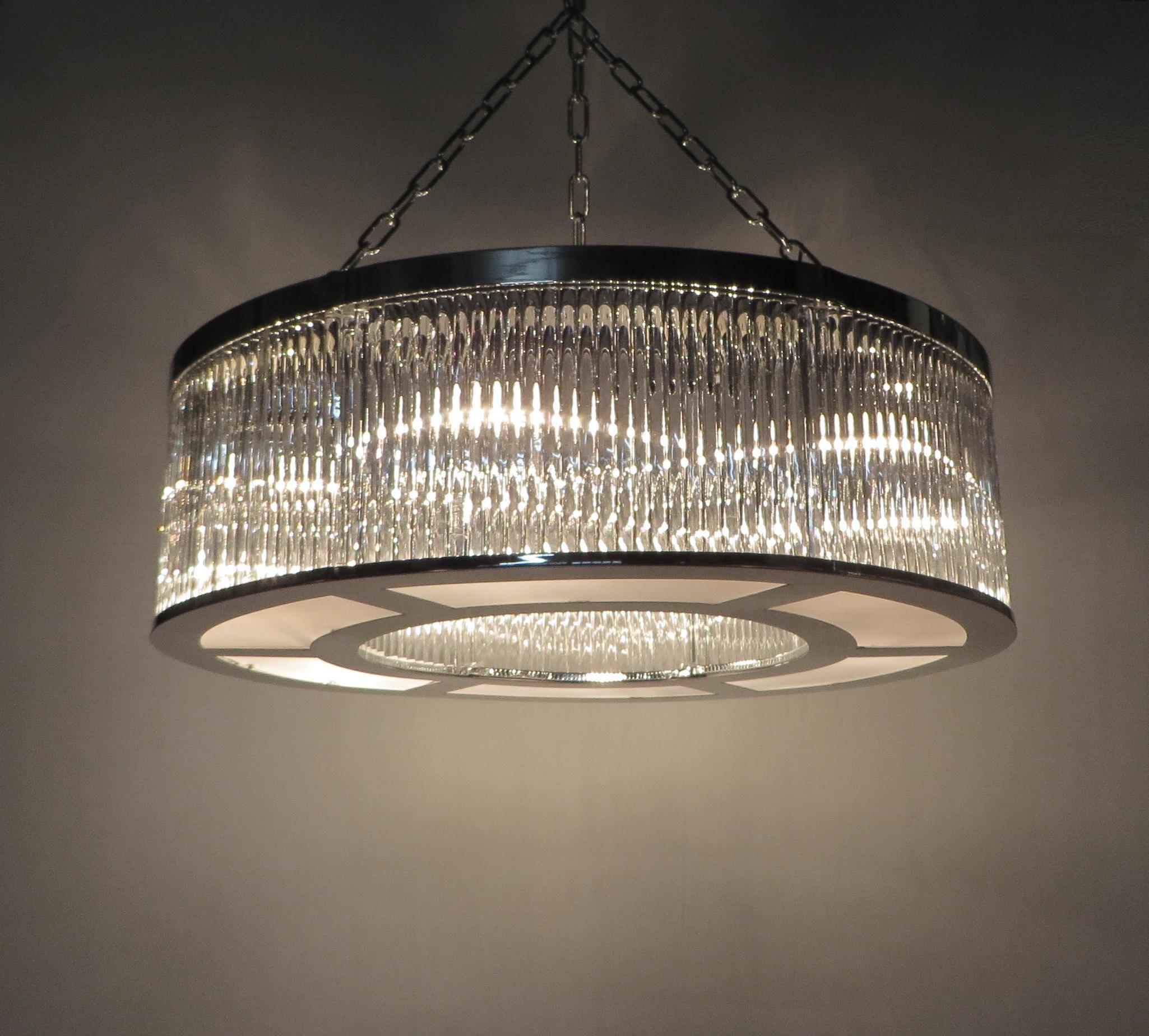 Mid-Century Modern Deco Drum Chandelier by Fabio Ltd For Sale