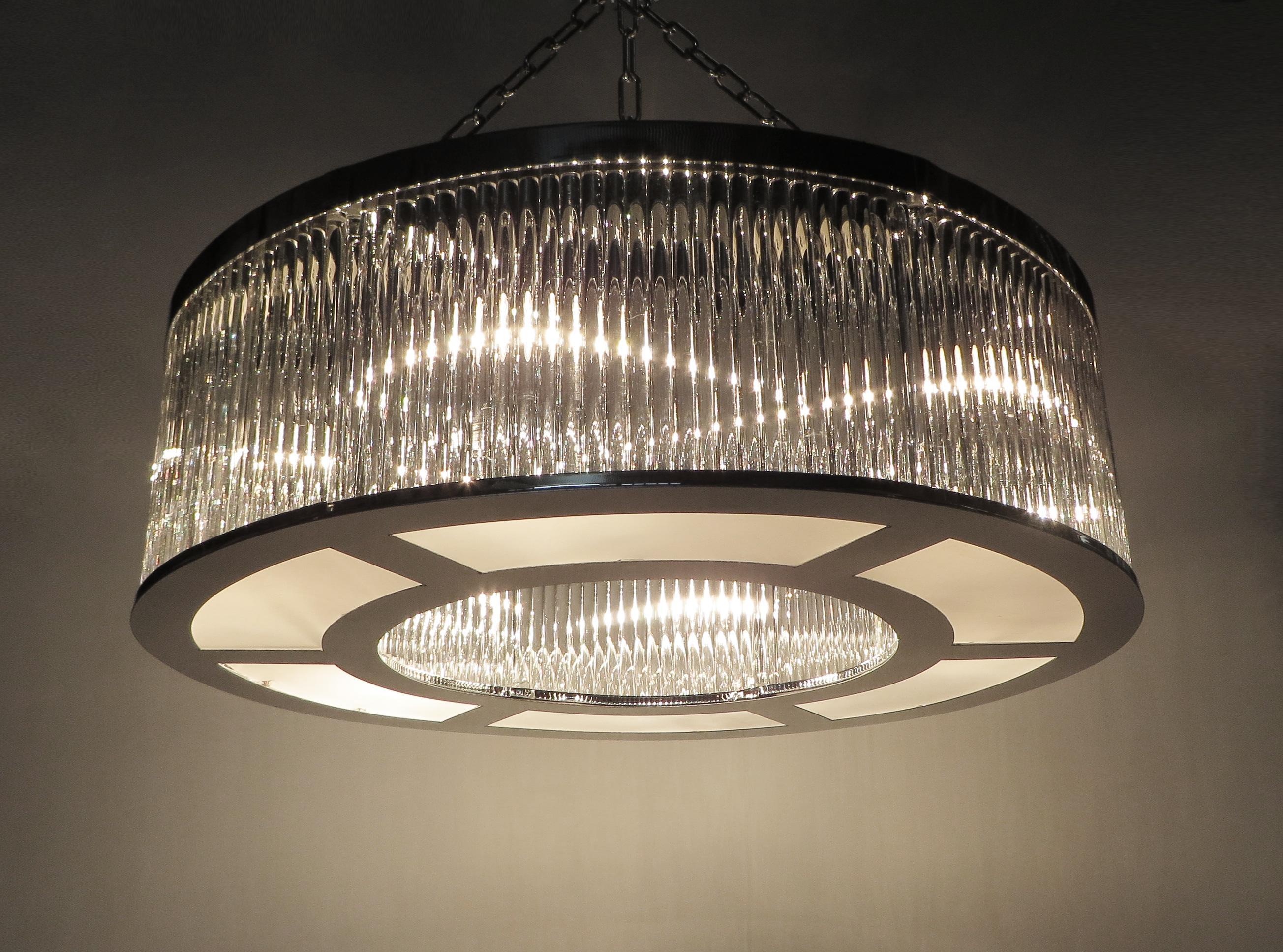 Italian Deco Drum Chandelier by Fabio Ltd For Sale