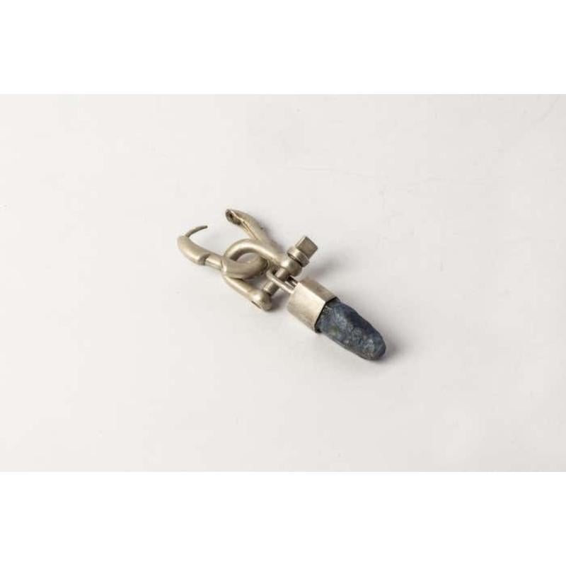 Women's or Men's Deco Earring (Extra Small Link, Mini Talisman Charm Var., Blue Sapphire, DA+SAP) For Sale