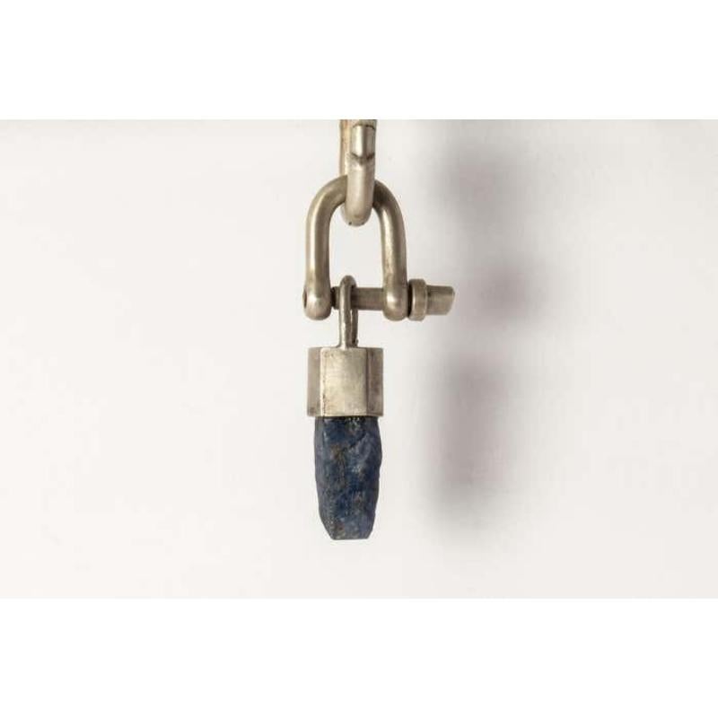 Deco Earring (Extra Small Link, Mini Talisman Charm Var., Blue Sapphire, DA+SAP) For Sale 2
