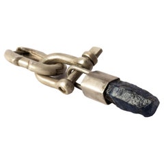 Deco Earring (Extra Small Link, Mini Talisman Charm Var., Blue Sapphire, DA+SAP)
