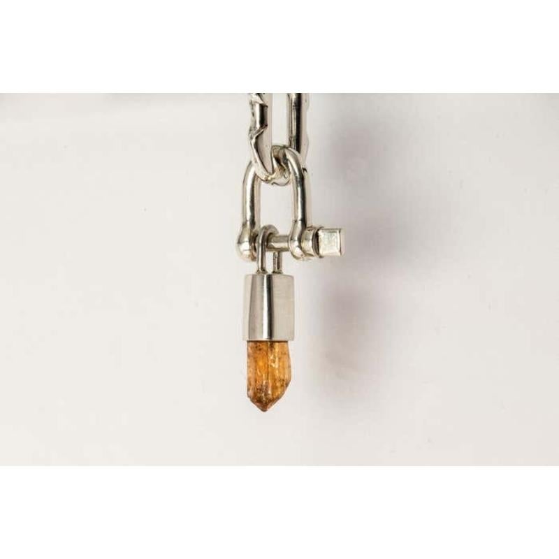 Deco Earring (Extra Small Link, Mini Talisman Charm Var., Imperial Topaz, PA+ITO For Sale 2