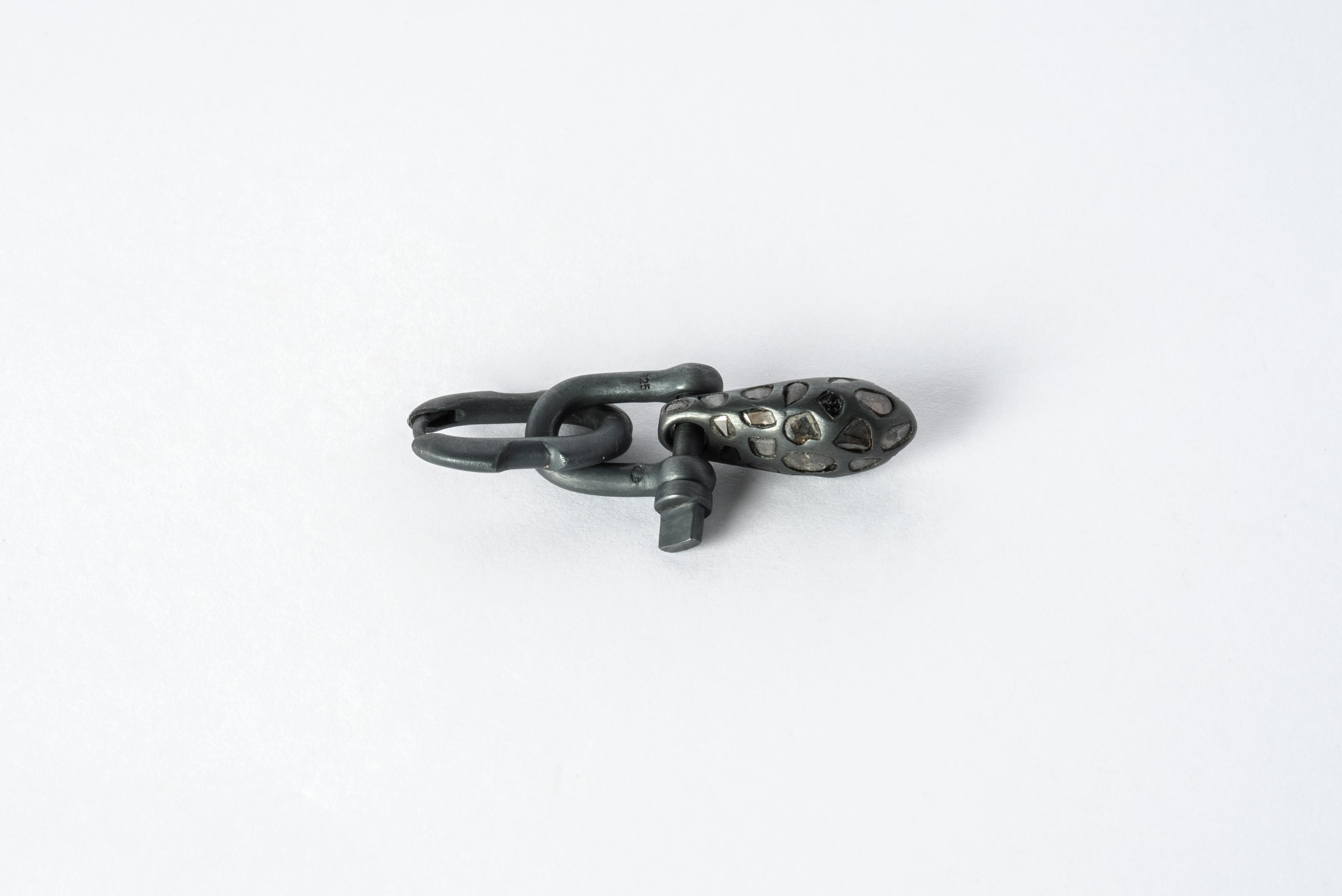 Rough Cut Deco Earring (Extra Small Links, Chrysalis Charm Var., Mega Pavé, KA+DIA) For Sale