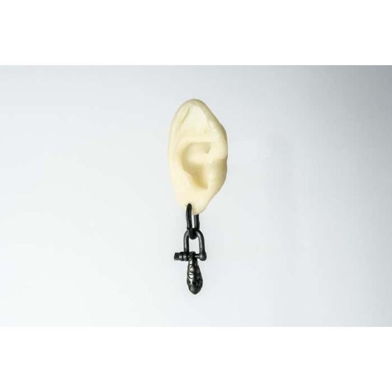 Deco Earring (Extra Small Links, Chrysalis Charm Var., Mega Pavé, KA+DIA) For Sale 1
