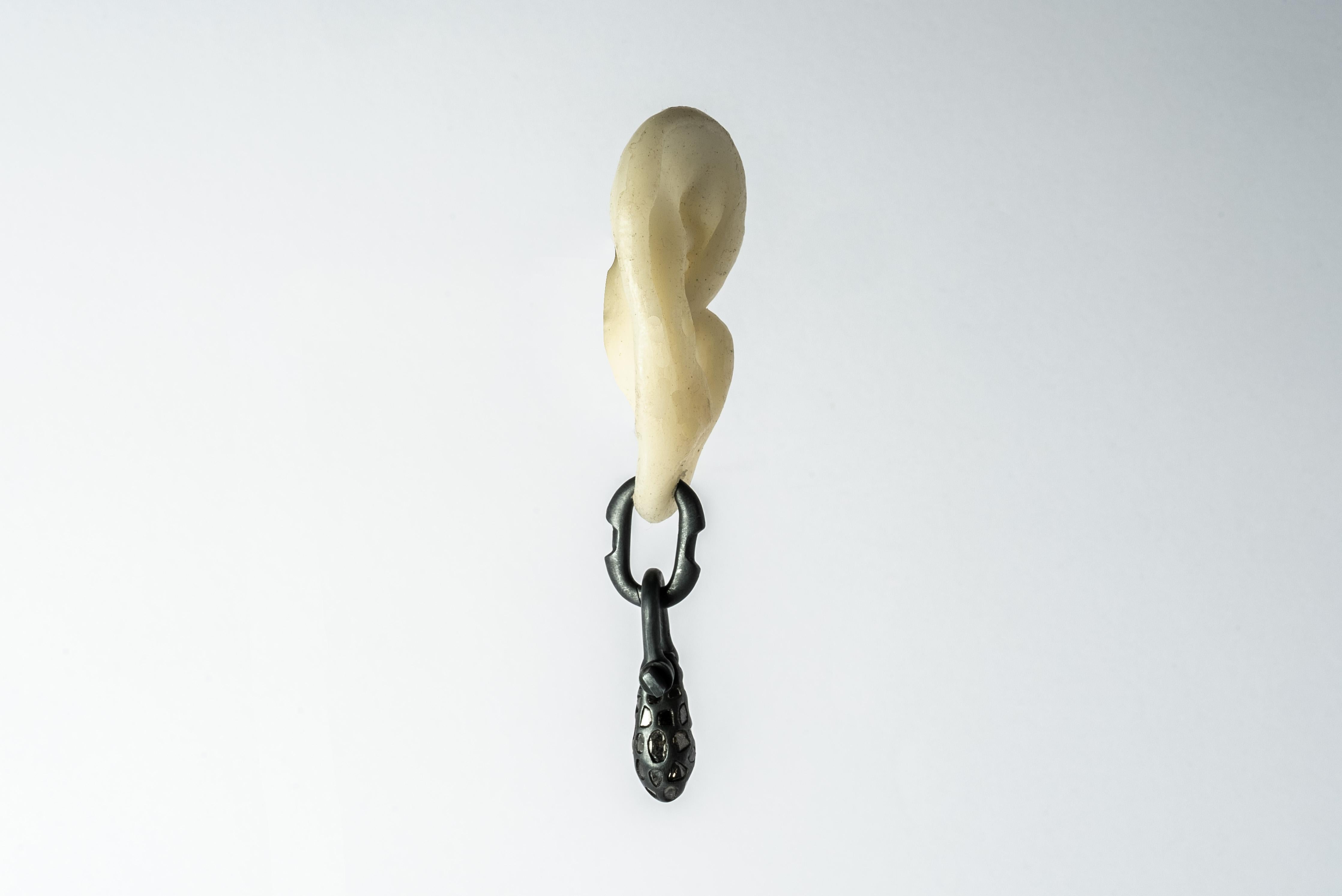 Deco Earring (Extra Small Links, Chrysalis Charm Var., Mega Pavé, KA+DIA) For Sale 2