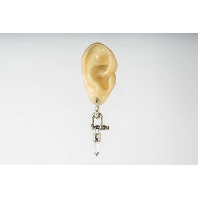 Women's or Men's Deco Earring (Fuse, XS Link, Mini Talisman Charm Var., Lemurian, KA10KW+LEM) For Sale