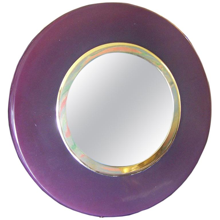 Miroir de coiffeuse Art Déco en bakélite couleur aubergine en vente