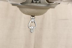 Deco Enameled Metal and Glass Chandelier