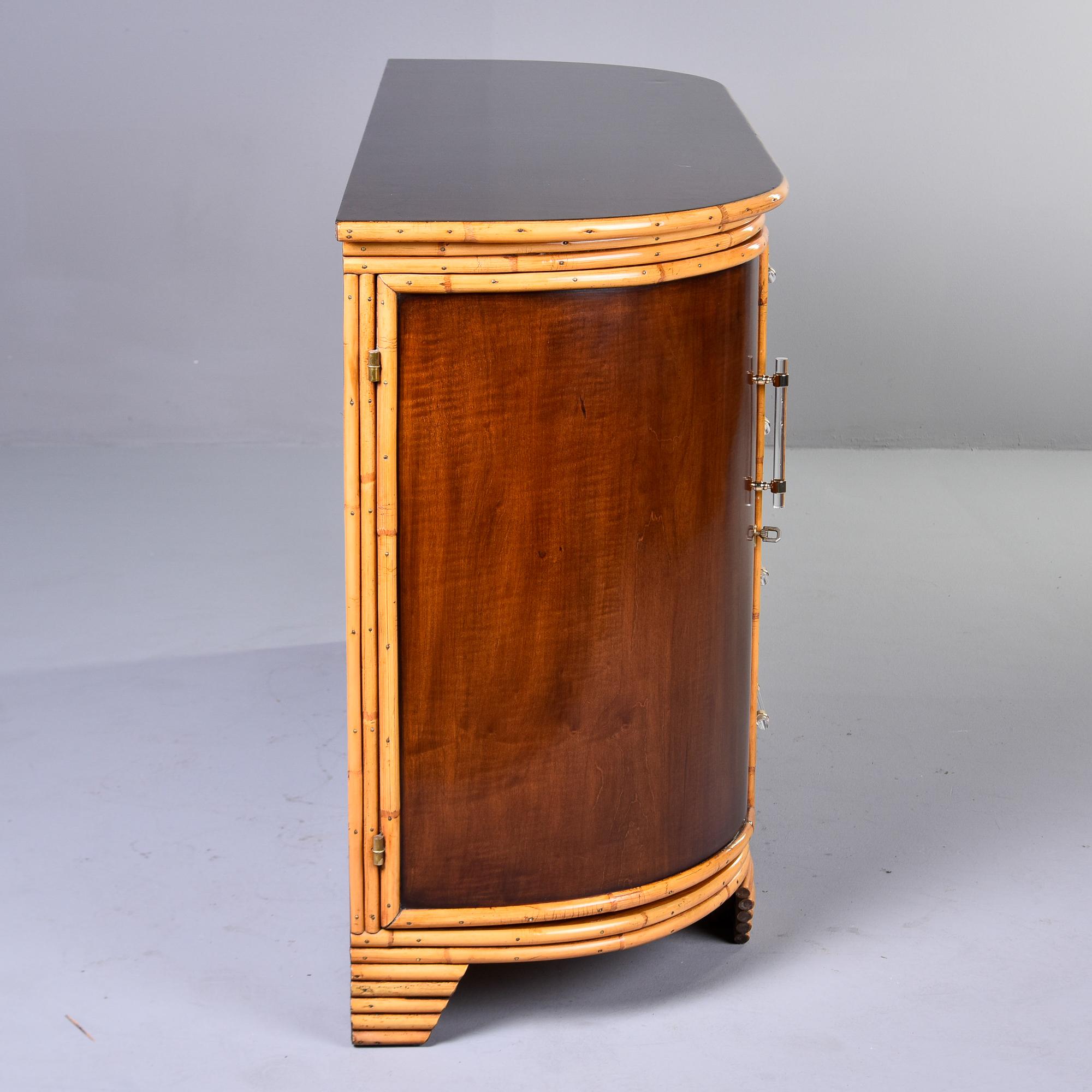 Deco Era French Bow Front Cabinet with Bamboo  Accents and Lucite Hardware For Sale 5