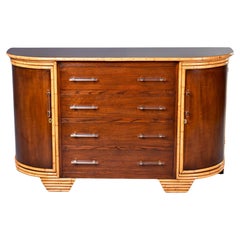 Vintage Deco Era French Bow Front Cabinet with Bamboo  Accents and Lucite Hardware