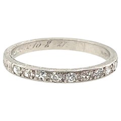 Art Deco Eternity Diamond Ring Platinum Band .25ct Original 1927 Antique Flowers