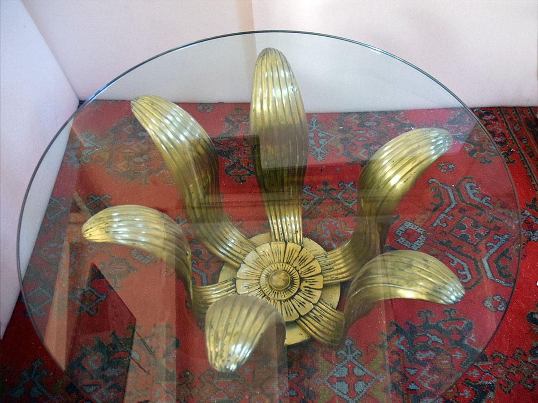 Deco floral dining table in brass and crystal For Sale 3