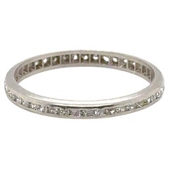 Fascia di diamanti antichi Deco da 0,75 carati a taglio singolo datata 12-13-35 Anello in platino